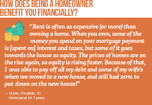 How does being a homeowner benefit you financially?